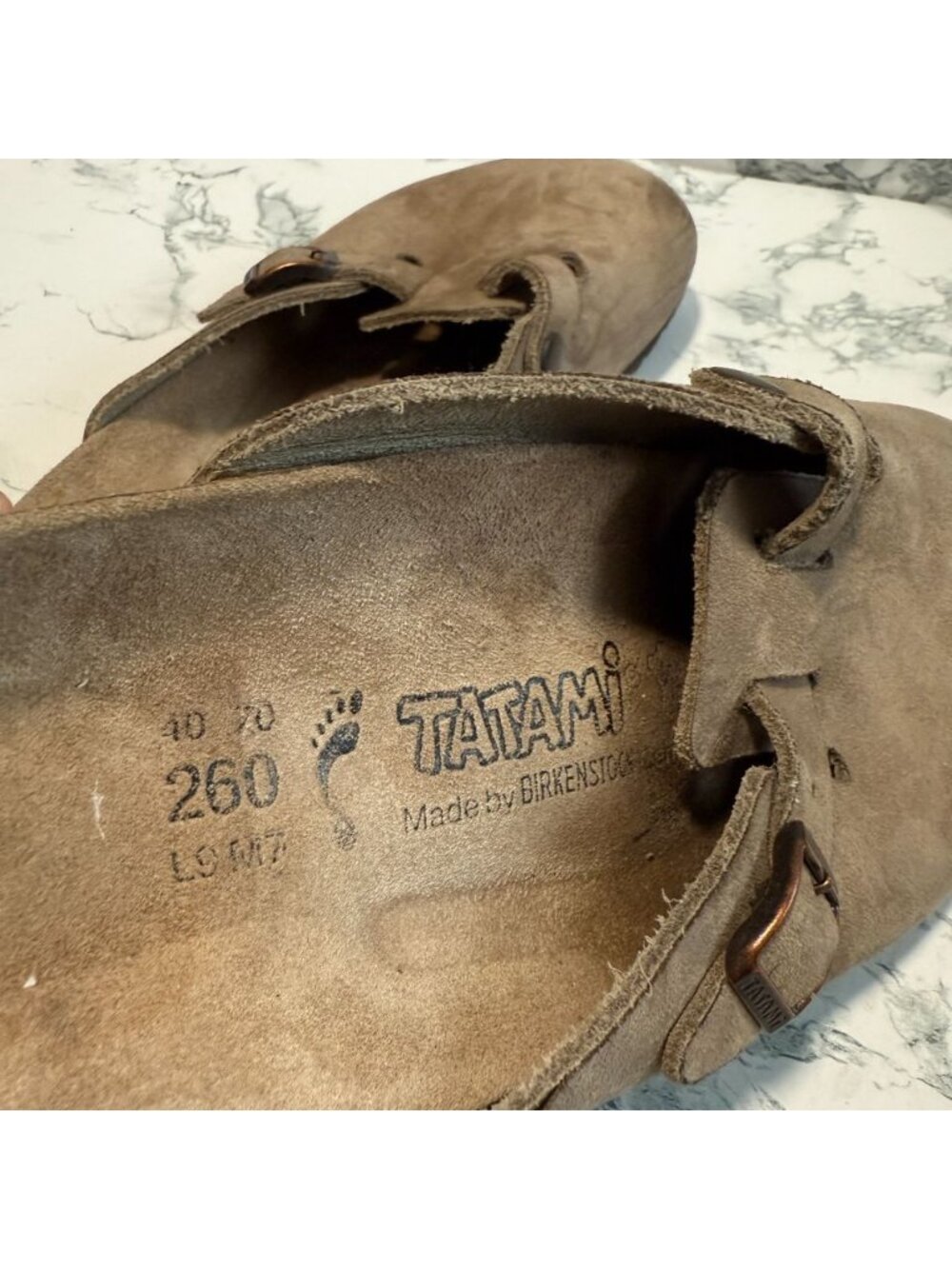 Birkenstock Tatami Women 9N Boston Clog Shoe Comfort Slip On Beige Suede Buckle - Picture 5 of 5